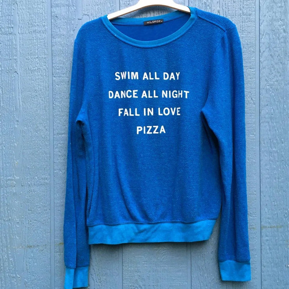 Wildfox Women Statement Blue Long Sleeve Tees Medium - Picture 2 of 5